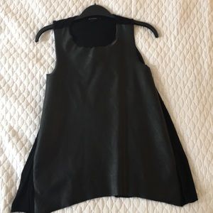 Olivaceous Raw Edge Vegan Leather Top - Small